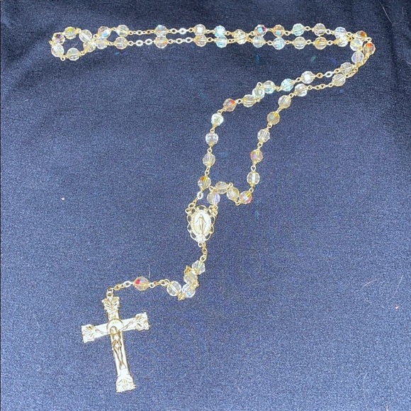 Genuine Crystal and Silver Rosary - Picture 1 of 8